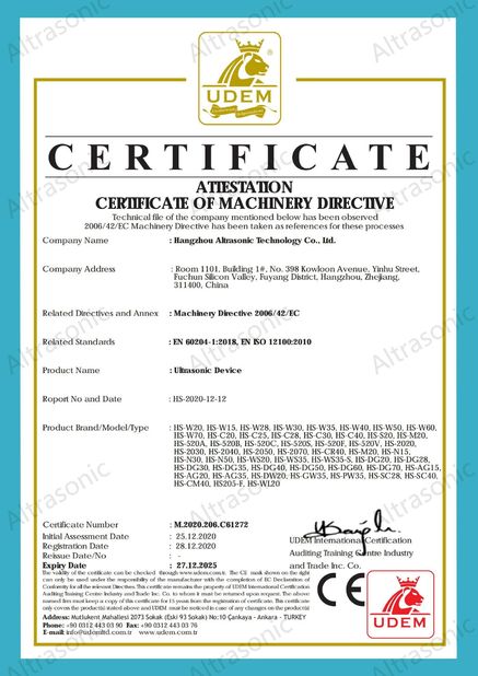China Hangzhou Altrasonic Technology Co., Ltd Certificaciones